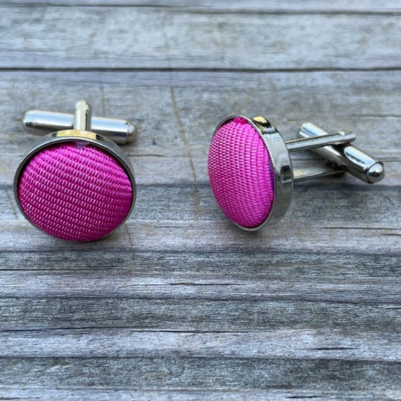 Men Cuff links Pink Silver Tone Jewelry Dress Shirt Fashion Cuff Links Stud New - Picture 8 of 8